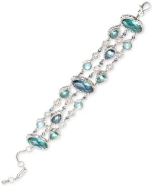 Jenny Packham Silver-tone Pave & Stone Triple-row Flex Bracelet