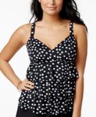Swim Solutions Dot-print Tiered Tankini Top Women's Swimsuit