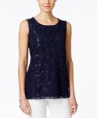 Charter Club Embellished-lace Sleeveless Top, Only At Macy's