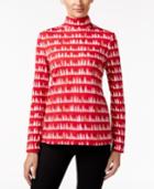 Charter Club Tree-print Turtleneck Top, Only At Macy's
