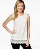 Charter Club Solid Lace-trim Tank Top, Only At Macy's