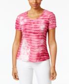 Karen Scott Petite Printed Wave-texture Top, Only At Macy's