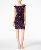 Connected Petite Polka-dot Faux-wrap Dress