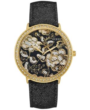 Guess Women's Black Leather Strap Watch 43mm U0820l1