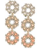 I.n.c. Gold-tone Stone & Crystal Flower Triple Drop Earrings, Created For Macy's
