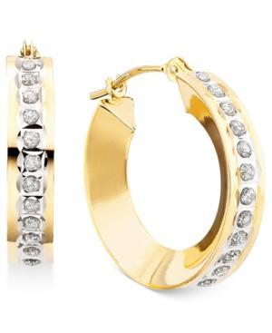 14k Gold Earrings, Diamond Accent Hoops