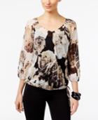 Inc International Concepts Floral-print Peasant Top, Only At Macy's