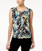 Kasper Cap-sleeve Abstract-print Shell
