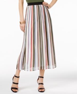 Ny Collection Striped Chiffon Midi Skirt