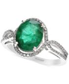 Brasilica By Effy Emerald (2-1/8 Ct. T.w.) And Diamond (1/4 Ct. T.w.) Oval Ring In 14k White Gold