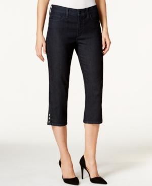 Nydj Ariel Cropped Rhinestone-button Dark Enzyme Wash Jeans