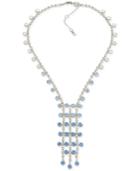 Carolee Silver-tone Blue & Clear Crystal Y-neck Necklace