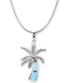 Marahlago Larimar Inlay Palm Tree 21 Pendant Necklace In Sterling Silver