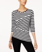 Alfred Dunner Closet Case Spliced Striped Top