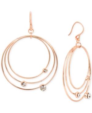 Touch Of Silver Rose Gold-tone Orbital Drop Earrings