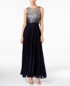 Betsy & Adam Ombre Sequin Popover Gown