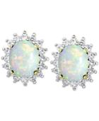 Opal (1-3/8 Ct. T.w.) And White Topaz (9/10 Ct. T.w.) Stud Earrings In 18k Gold-plated Sterling Silver