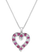 Ruby (1-1/10 Ct. T.w.) And Diamond (1/10 Ct. T.w.) Heart Pendant Necklace In Sterling Silver