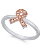 Diamond Breast Cancer Awareness Ribbon Ring (1/10 Ct. T.w.) In Sterling Silver