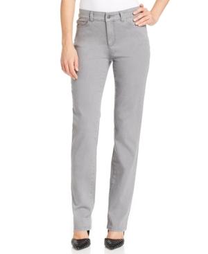 Charter Club Petite Embellished-pocket Straight-leg Jeans, Gray Wash, Only At Macy's
