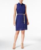 G.h. Bass & Co. Embroidered Scalloped-hem Dress