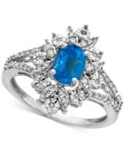 Blue Topaz (1 Ct. T.w.) & Diamond (1/4 Ct. T.w.) Ring In 14k White Gold