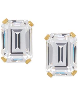 Cubic Zirconia Emerald-cut Stud Earrings In 14k Gold Or 14k White Gold