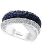 Final Call By Effy Sapphire (1-1/5 Ct. T.w.) & Diamond (3/8 Ct. T.w.) Ring In Sterling Silver