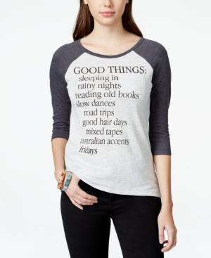 Hybrid Juniors' Good Things Graphic Baseball T-shirt