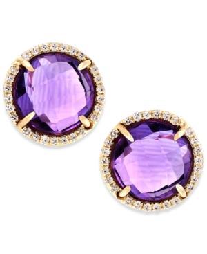 Amethyst (3 Ct. T.w.) And Diamond Accent Stud Earrings In 14k Gold
