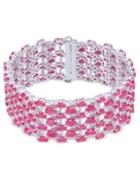 Certified Ruby (52-1/3 Ct. T.w.) & White Sapphire (5/8 Ct. T.w.) Wide Bracelet In Sterling Silver