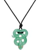 Ruby Accent Jade Snake Pendant Necklace In Silk And 14k Gold