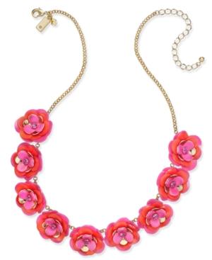 Kate Spade New York Gold-tone Pink Crystal Accent Flower Statement Necklace