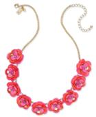 Kate Spade New York Gold-tone Pink Crystal Accent Flower Statement Necklace