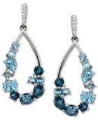 Blue Topaz (2 Ct. T.w.) And Diamond Accent Drop Earrings In 14k White Gold