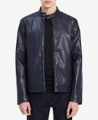 Calvin Klein Men's Faux-leather Perforated Moto Jacket