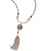 Inc International Concepts Gold-tone Mauve Multi-stone Tassel Pendant Necklace, Only At Macy's