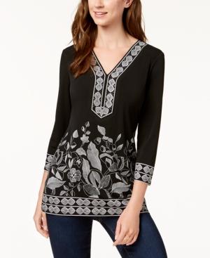 Jm Collection Printed Studded Tunic