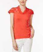 Inc International Concepts Petite Lace Illusion Top, Only At Macy's