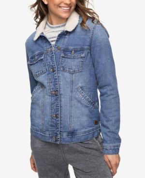 Roxy Juniors' Cotton Faux-fur-trim Denim Jacket