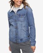 Roxy Juniors' Cotton Faux-fur-trim Denim Jacket
