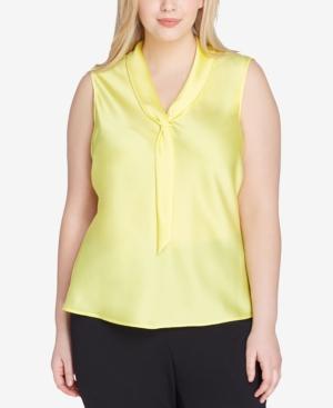 Tahari Asl Plus Size Sailor-tie Charmeuse Top