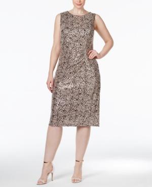 Calvin Klein Plus Size Lace Ruched Sheath Dress