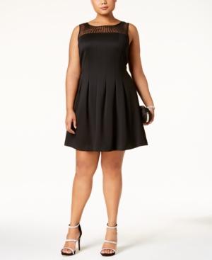 Ellen Tracy Plus Size Embellished Illusion Fit & Flare Dress