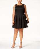Ellen Tracy Plus Size Embellished Illusion Fit & Flare Dress