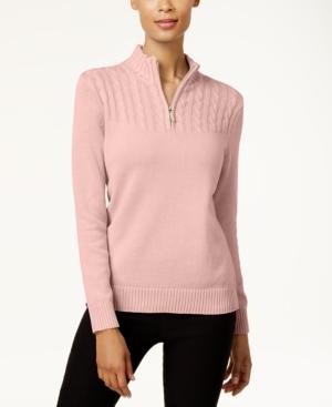 Karen Scott Cotton Zip-up Sweater, Created For Macy's
