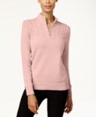 Karen Scott Cotton Zip-up Sweater, Created For Macy's