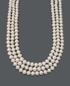 Belle De Mer Pearl Necklace, 14k Gold Cultured Freshwater Pearl Three-row Strand (9-10mm)