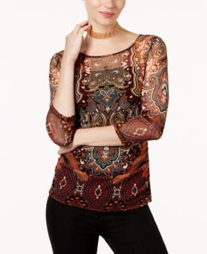 Inc International Concepts Printed Mesh Top, Created For Macy's