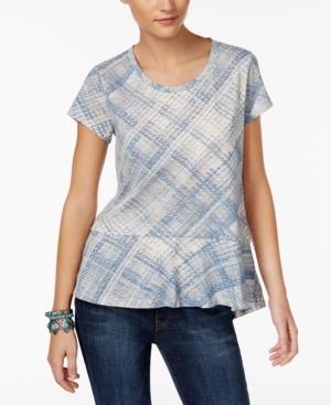 Style & Co Cotton Plaid High-low Top, Created For Macy's